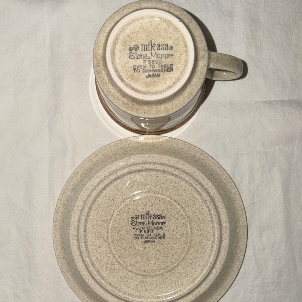 Vintage Mikasa Japan Floral Stoneware Cup and Saucer Set - Picture 2 of 5